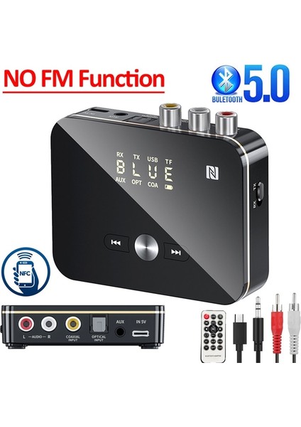 M8 Bluetooth 5.0 Alıcı Verici Fm Stereo Aux 3.5mm Jack Rca Optik Kablosuz Handsfree Çağrı Nfc Bluetooth Ses Adaptörü Tv (Yurt Dışından)