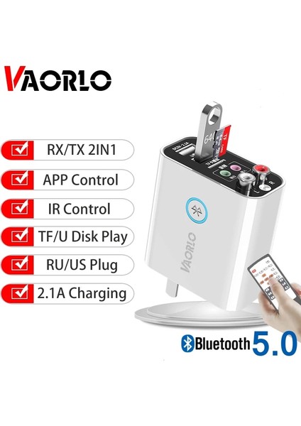 Abd Beyaz Vaorlo Ab Abd Kablosuz Adaptör Bluetooth 5.0 Alıcı Verici Tf/u Disk Oynatma Qc2.0 Şarj Kulaklık Tv Ir App Kontrolü (Yurt Dışından) fiyatları
