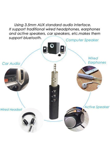Siyah Kablosuz Bluetooth Alıcısı Ses Yardımcı Adaptörü 4.1 3 5mm Araç Ahizesiz Aux (Yurt Dışından) fiyatları