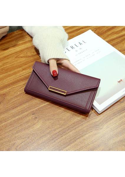 2022 Yeni Moda Kadın Cüzdan Deri Çile Cüzdan Kadın Uzun Tasarım Çanta Debriyaj Kadın Bayan Cüzdanı Telefon Cebi Cartera Mujer (Yurt Dışından)