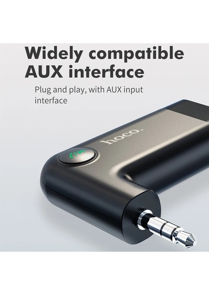 Siyah Hoco Bluetooth Alıcısı 3.5mm Aux Jack Ses Kablosuz Bluetooth Adaptörü Araba Pc Için Kulaklıklar/hoparlörler Bluetooth 5.0 Reseptör (Yurt Dışından) modelleri
