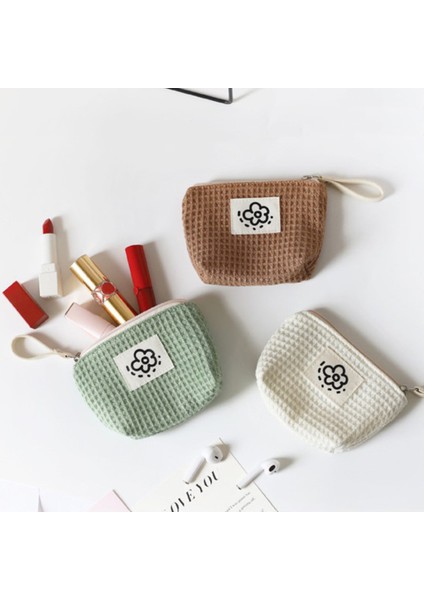 Sevimli Waffle Bozuk Para Cüzdanı Yaz Çiçekleri Küçük Saklama Çantası Taşınabilir Bilek Çantası (Yurt Dışından)