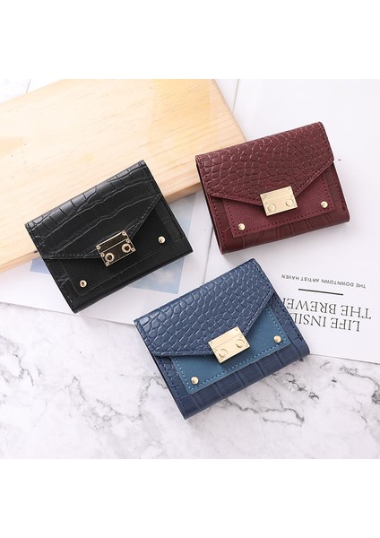 Kısa Cüzdan Kadın 2022 Yeni Trendy Kore Versiyonu Orman Toka Küçük Cüzdan Moda Timsah Desen Bozuk Para Cüzdanı (Yurt Dışından) modelleri