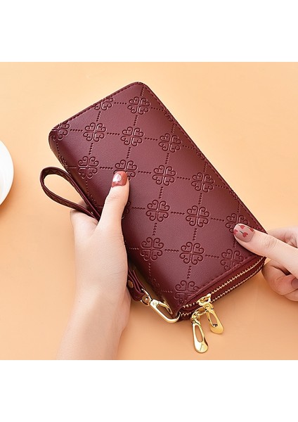 Telefon Çantalar Kadın Cüzdan Büyük Kadın Çanta Deri Marka Rahat Bayanlar Uzun Kadın Cüzdan Para Kartı Debriyaj Çift Zip Monedero (Yurt Dışından)