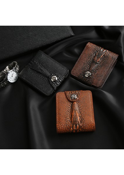 Erkek Cüzdan Deri Hakiki Kısa Çanta Billetera Hombre Cüzdan Vintage Stil Cartera Hombre Timsah Cüzdan Erkekler Için Carteras (Yurt Dışından) modelleri