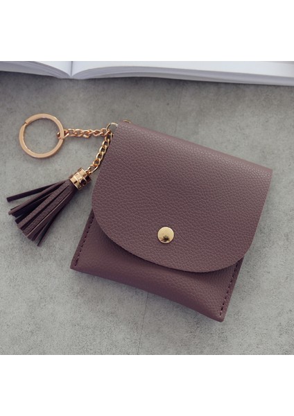 Öğrenci Ince Cüzdan Kadın Bozuk Para Cüzdanı Bayanlar Pu Deri Püskül Metal Halka Debriyaj Anahtarlık Ince Anahtar Çantası Kart Sahipleri Mini Kese (Yurt Dışından) fırsatları