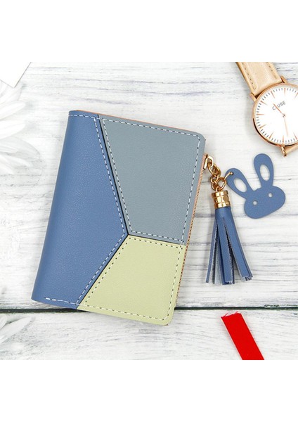 Yeni Varış Püskül Cüzdan Kısa Kadın Cüzdan Fermuar Çanta Patchwork Panelli Cüzdan Trendy Bozuk Para Cüzdanı Kart Sahibinin Deri (Yurt Dışından)