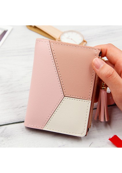 Yeni Varış Püskül Cüzdan Kısa Kadın Cüzdan Fermuar Çanta Patchwork Panelli Cüzdan Trendy Bozuk Para Cüzdanı Kart Sahibinin Deri (Yurt Dışından) indirimleri