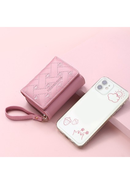 Geestock Kadın Cüzdan Pu Deri Moda Işlemeli Aşk Üç Katlı Küçük Cüzdan Kart Tutucu Çoklu Kart Yuvası Bozuk Para Çantaları (Yurt Dışından) fırsatları
