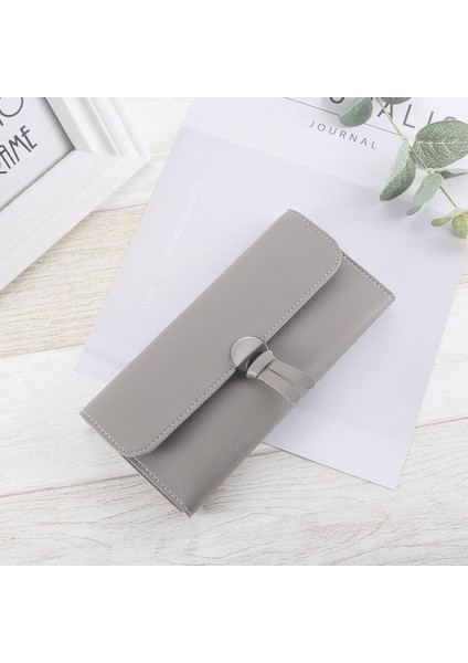 Moda Kore Kadın Uzun Çanta Deri El Çantası Fermuarlı Kart Tutucu Düz Renk Cüzdan Bayanlar Kızlar Para Çantası Hediye Için (Yurt Dışından)