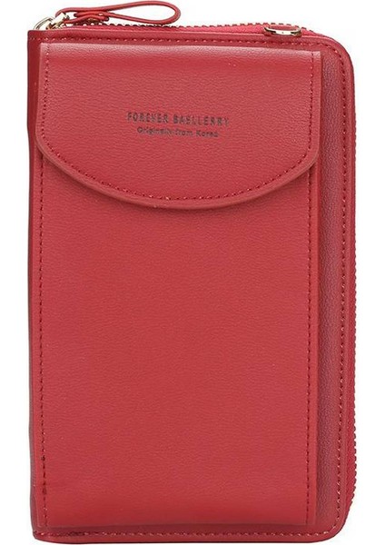 Moda Bayan Deri Cüzdan Dikey Crossbody Telefon Cüzdan Fermuar Eğlence Debriyaj Cüzdan Bayanlar Omuz Çantası (Yurt Dışından)