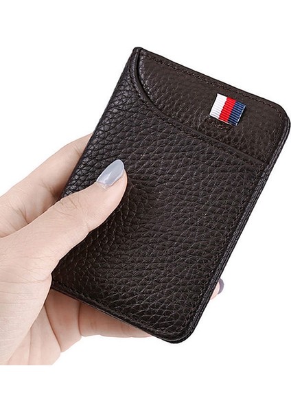 Ultra-Ince Deri Kart Çantası Erkek Kartvizitlik Mini Cüzdan Küçük Cep Çanta Banka Kredi Kartı Saklama Tutucu Kılıf (Yurt Dışından)