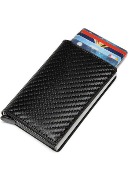 Karbon Fiber Kart Tutucu Cüzdan Erkekler Marka Rfid Siyah Sihirli Üç Katlı Deri Ince Mini Cüzdan Küçük Para Çantası Erkek Çantalar Durumda (Yurt Dışından)