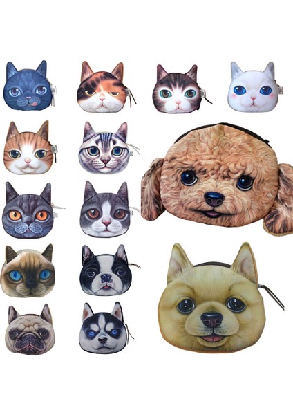 Kedi Köpek Pet Yüz Kadın Para Cüzdan Çanta Mini Çanta Çocuklar Bozuk Para Cüzdanı Kese Kadın Cüzdan Para Çanta (Yurt Dışından) fırsatları