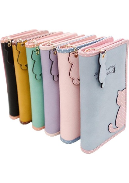 Yeni Kadın Cüzdan Uzun Bölüm Kadın Sevimli Kedi Hit Renk Dalga Noktası Fermuar Cüzdan Öğrenci Çanta (Yurt Dışından) modelleri