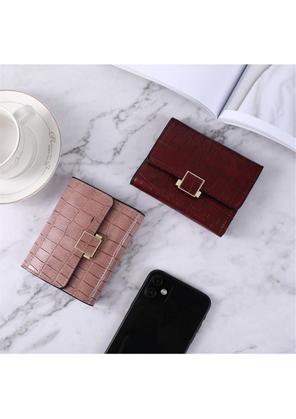 2022 Yeni Küçük Cüzdan Kadın Kısa Saf Renk Basit Timsah Desen Üç Katlı Öğrenci Toka Büyük Kapasiteli Bozuk Para Cüzdanı Kadın (Yurt Dışından) fiyatları