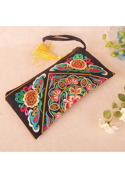 Sıcak Vintage Etnik Omuz Çantası Nakış Boho Hippi Püskül Tote Cüzdan (Yurt Dışından)