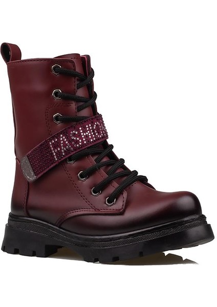 Trend Adımlar Bordo Fashion Kız Çocuk Fermuarlı Postal Bot