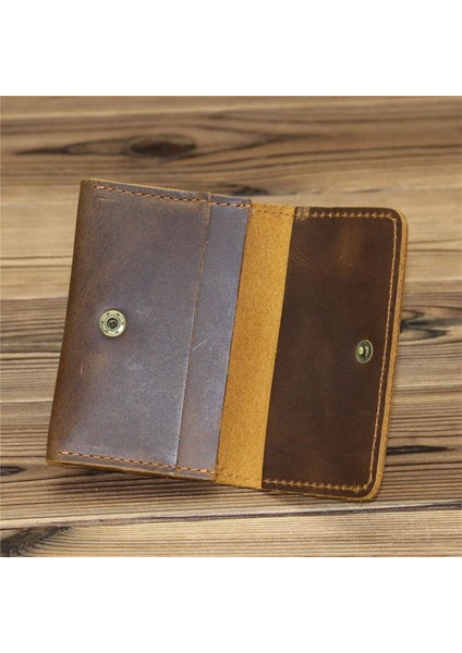 Kımlık/kredi Kartı Tutucu Bifold Ön Cep Cüzdan Hakiki Deri Vintage Inek Deri Unisex Cüzdan Kredi Kartı Tutucu Seyahat (Yurt Dışından)