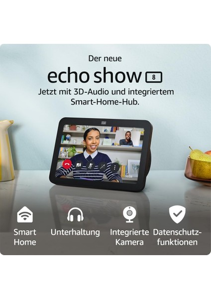 Echo Show 8 3. Nesil Alexa 2023,13 Mp Kamera,3d Ses, Smart Ev Hub