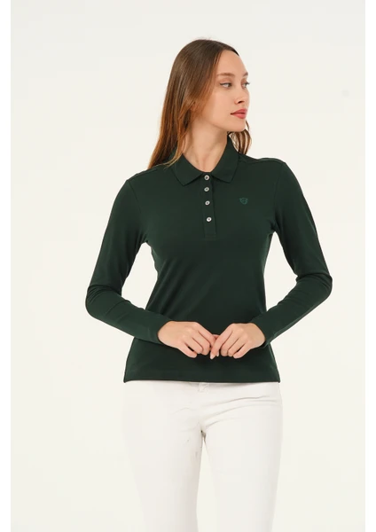 Mswkadın Regular Fit Nefti Uzun Kollu Polo