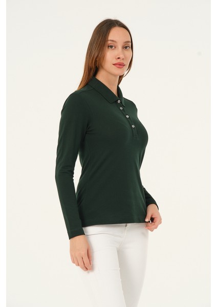 Mswkadın Regular Fit Nefti Uzun Kollu Polo