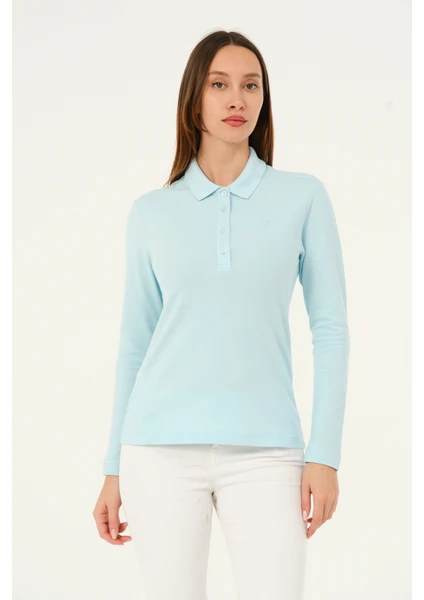 Mswkadın Regular Fit Sky Blue Uzun Kollu Polo