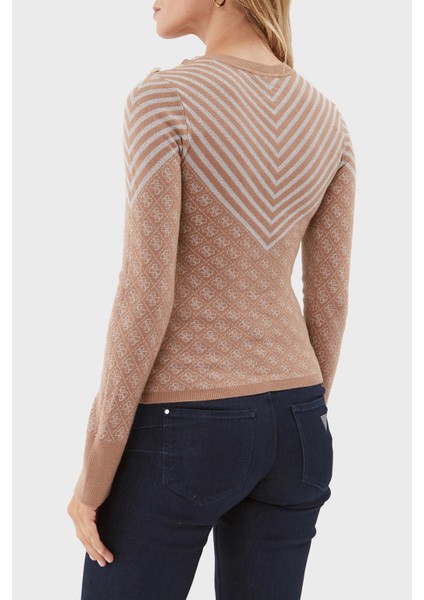 Ls Rn Yün Karışımlı Slim Fit Bisiklet Yaka Kazak Kadın Kazak W3BR26Z3AE0 F1KK