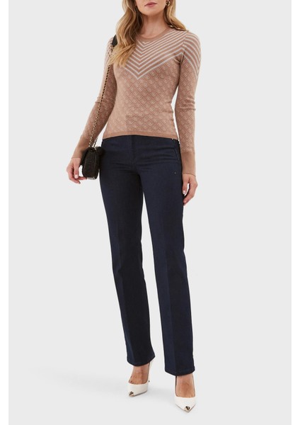 Ls Rn Yün Karışımlı Slim Fit Bisiklet Yaka Kazak Kadın Kazak W3BR26Z3AE0 F1KK