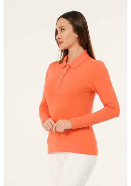 Mswkadın Regular Fit Coral Uzun Kollu Polo