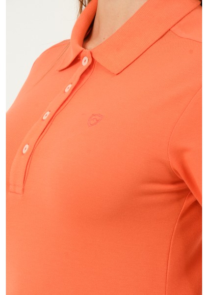 Mswkadın Regular Fit Coral Uzun Kollu Polo