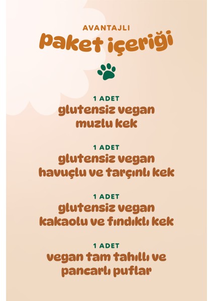 Organik Vegan Puf & Glutensiz Kek Atıştırmalık Paketi - 4 Adet (4 Çeşit)