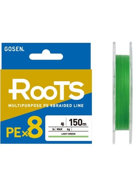 X8 Roots Pe 8 Örgü Spin Ip Misina 150MT Açık Yeşil