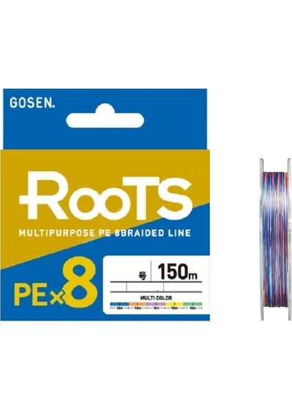 X8 Roots Pe 8 Örgü Spin Ip Misina 150MT Multi Color