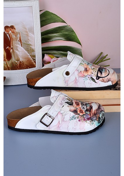 8042 Tatlı Kedi Desenli Baskılı Sabo Terlik fiyatları