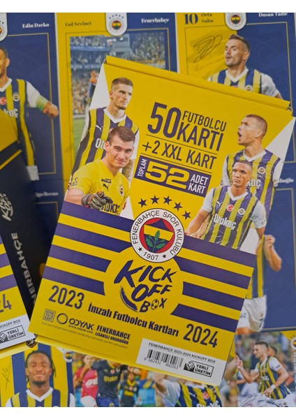 Fb (Fenerbahçe) 2023-2024 Imzalı Sezon Taraftar Futbolcu Oyuncu Kartları Kıck Off Box (52 Adet Kart)