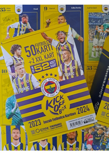 Fb (Fenerbahçe) 2023-2024 Imzalı Sezon Taraftar Futbolcu Oyuncu Kartları Kıck Off Box (52 Adet Kart)