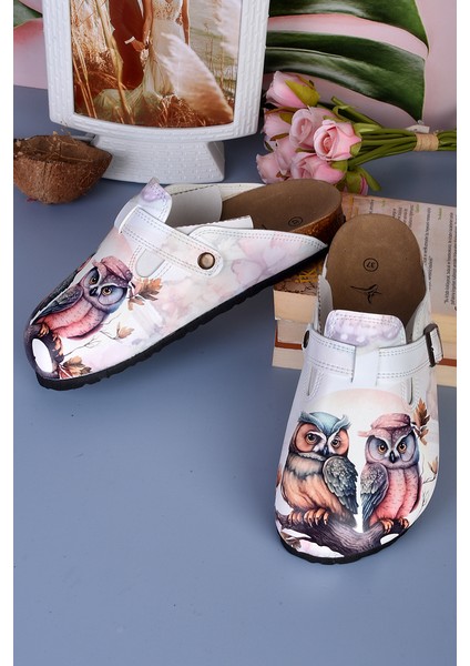 8041 Baykuşlar Desenli Baskılı Sabo Terlik modelleri