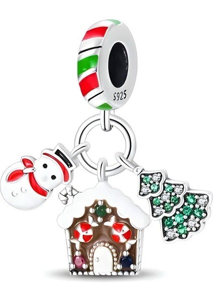 Kardan Adam Yılbaşı Gümüş Charm 925 Ayar