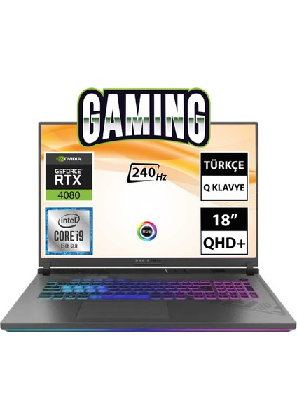 Rog Strix G18 G814JZ-N6023A3 I9-13980HX 32GB 1tbssd+1tbssd RTX4080 18" Qhd+ Freedos Taşınabilir Bilgisayar