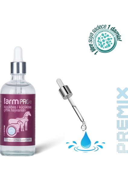 Farm Pro+ Büyükbaş ve Küçükbaş Çiftlik Hayvanları İçin Probiyotikli Metebolizma Düzenleyici 100 ml