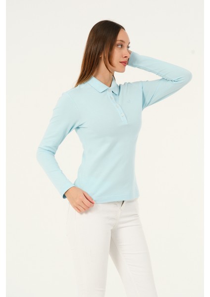 Mswkadın Regular Fit Sky Blue Uzun Kollu Polo fiyatları
