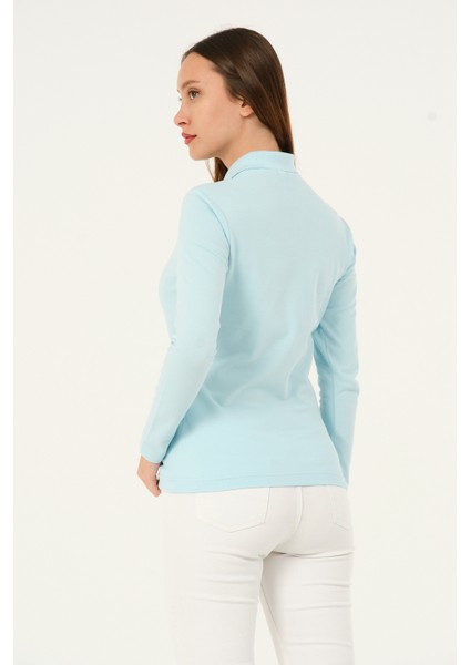 Mswkadın Regular Fit Sky Blue Uzun Kollu Polo modelleri