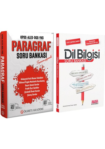 KPSS Dil Bilgisi - Öğreti Akademi Paragraf Soru Bankası 2 Kitap