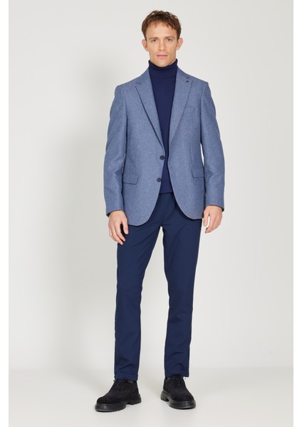 ALTINYILDIZ CLASSICS Erkek Açık Mavi Slim Fit Dar Kesim Mono Yaka Desenli Blazer Ceket fırsatları