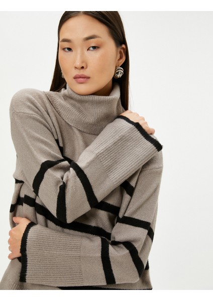 Boğazlı Kazak Triko Uzun Kollu Ribanalı