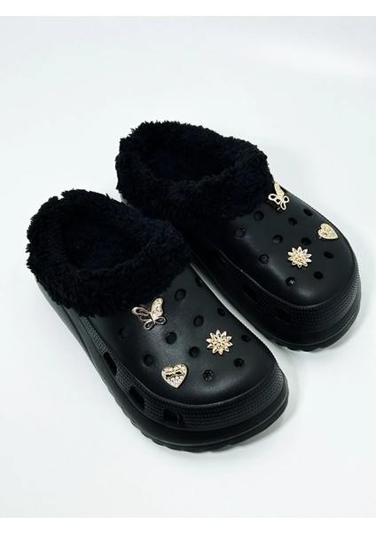 Tüylü Taşlı Crocs Tarzı Kışlık Terlik dar kalıp bir beden büyük tercih ediniz not üzerindeki taşlar değişim göstere bilir