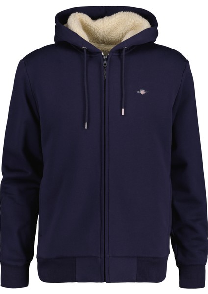 Erkek Lacivert Regular Fit Fermuarlı Logolu Sweatshirt 2068022.433