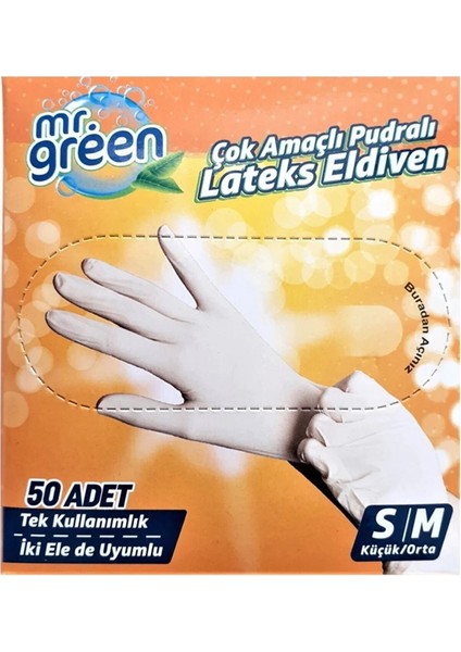 Çok Amaçlı Pudralı Lateks Eldiven 50 Li S/m