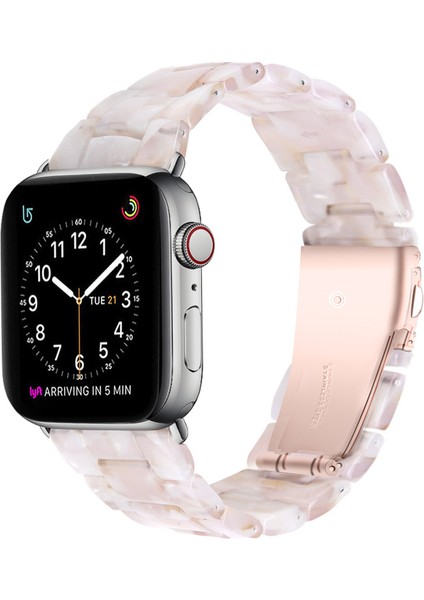 Apple Watch(42/44/45/46/49 Mm)Seri Ultra 1/2 10 9 8 7 6 Se 5 4 3 2 Pimli Ayarlanabilir Doğal Reçine Kordon